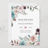 Botanische roze Blauwgroen plum pony sla de datum Kaart (Voorkant)