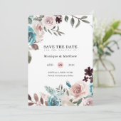 Botanische roze Blauwgroen plum pony sla de datum Kaart (Staand voorkant)