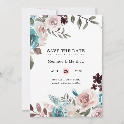 Botanische roze Blauwgroen pruimelpony sla de datu Kaart (Voorkant)