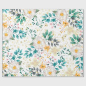 Botanische roze blauwgroen witte sinaasappels bloe cadeaupapier (Vlak)