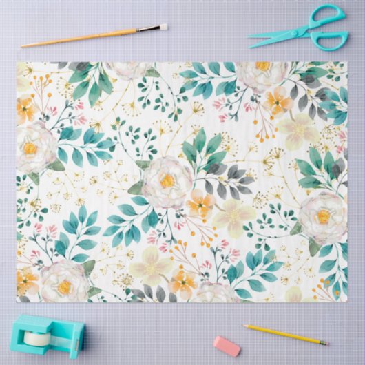 Botanische roze blauwgroen witte sinaasappels bloe tissuepapier (Craft)