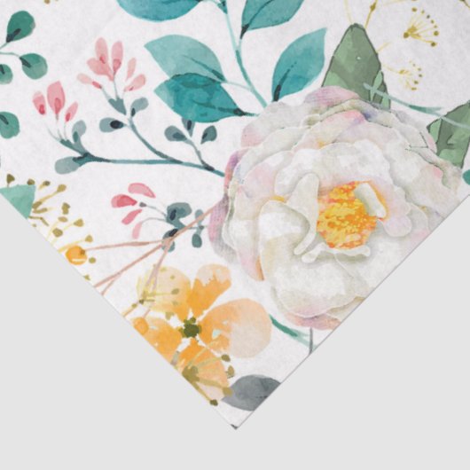 Botanische roze blauwgroen witte sinaasappels bloe tissuepapier (Detail)