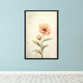 Botanische Roze Bloem Art Print (Insitu (Houten vloer))