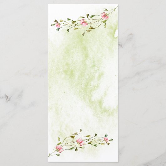 Botanische Roze Bloemen Waterverf Wash Menu (Achterkant)