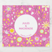 Botanische roze bloemenbloem bier etiket (Enkel label)