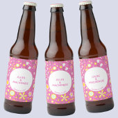 Botanische roze bloemenbloem bier etiket