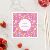 Botanische roze bloemenflessenpatroon Napkins