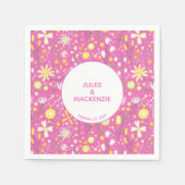 Botanische roze bloemenflessenpatroon Napkins Servet (Voorkant)