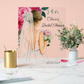 Botanische roze bloemige bruidsdouche acryl bord (Huwelijk)
