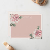  Botanische Roze Bloemnotitie Kaart Notitiekaartje (Voorkant / Achterkant in situ)