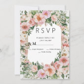 Botanische roze bloesem zomer bloemen RSVP Kaart (Voorkant)