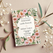 Botanische roze bloesem zomer bloemenbruiloft kaart