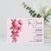Botanische roze bordeaux orchideeën bloemen Detail Informatiekaartje (Staand voorkant)