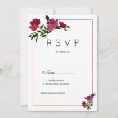 Botanische roze bordeauxrode bloemen RSVP Kaart (Voorkant)