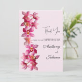 Botanische roze bordeauxrode orchideeën bloemen Da Kaart (Staand voorkant)