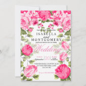 Botanische  roze bruiloft kaart (Voorkant)