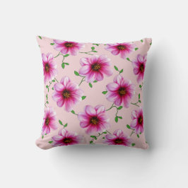 Botanische Roze Dahlia Bloem op elke kleur Kussen