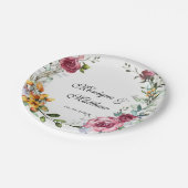 Botanische roze en Bourgogne Floral Wedding Papieren Bordje (Gekanteld)