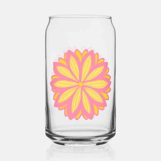 Botanische roze en gele bloem blikvorm glas (Voorkant)