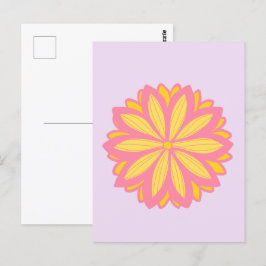 Botanische roze en gele bloem briefkaart