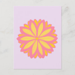 Botanische roze en gele bloem briefkaart