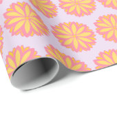 Botanische roze en gele bloem cadeaupapier (Rol Hoek)