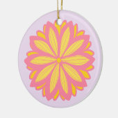 Botanische roze en gele bloem keramisch ornament (Links)