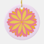 Botanische roze en gele bloem keramisch ornament (Achterkant)