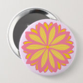 Botanische roze en gele bloem ronde button 4,0 cm (Voorkant /achterkant)