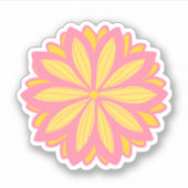 Botanische roze en gele bloem sticker (Voorkant)