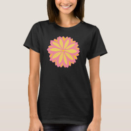 Botanische roze en gele bloem t-shirt