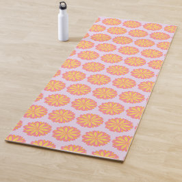 Botanische roze en gele bloem yogamat