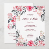 Botanische roze en grijze Waterverf bloemen Kaart (Voorkant / Achterkant)