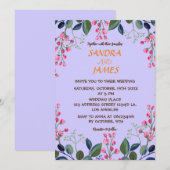 Botanische roze en groene bloemen kaart (Voorkant / Achterkant)