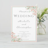 Botanische roze en groene boho bruilding kaart (Staand voorkant)