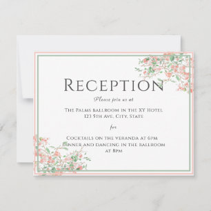 Botanische roze en groene Boho Reception Kaart