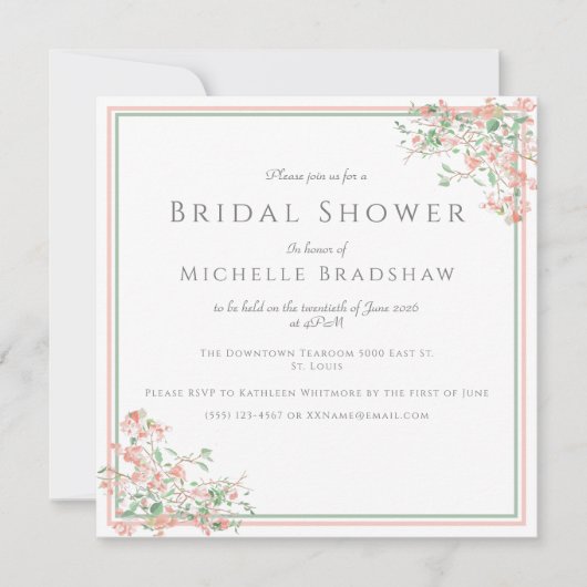 Botanische roze en groene Boho Vrijgezellenfeest Kaart (Voorkant)