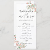 Botanische roze en groene Boho Wedding Menu Kaart (Voorkant / Achterkant)