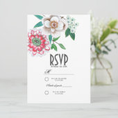 Botanische roze en groene handbeschilderde floraal kaart (Staand voorkant)