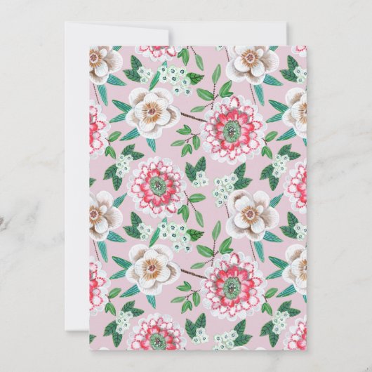 Botanische roze en groene handbeschilderde floraal kaart (Achterkant)