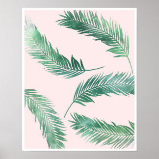 Botanische roze en groene natuur poster afdrukken