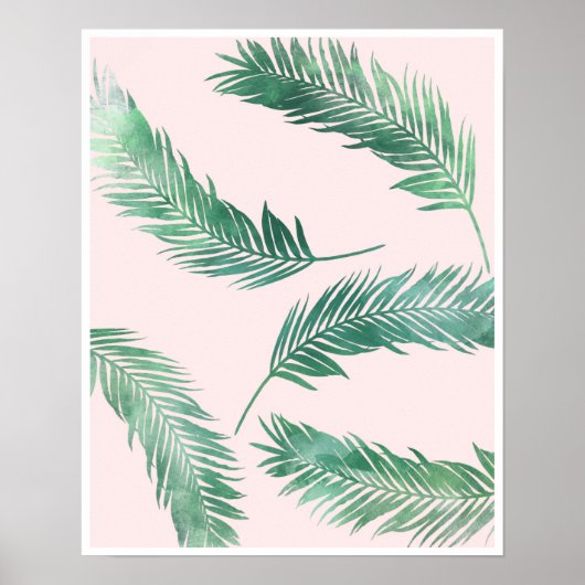 Botanische roze en groene natuur poster afdrukken (Voorkant)