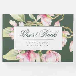  botanische roze en groene ridder gastenboek