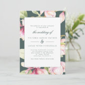 botanische roze en groene ridder uitnodigen kaart (Staand voorkant)