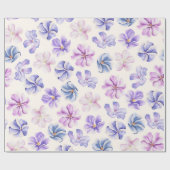 Botanische roze en paarse bloemen cadeaupapier (Vlak)