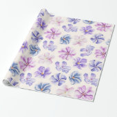 Botanische roze en paarse bloemen cadeaupapier (Uitgerold)