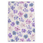 Botanische roze en paarse bloemen medium cadeauzakje (Achterkant)