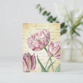 Botanische roze en witte Tulp Illustratie Briefkaart (Staand voorkant)