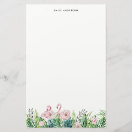 Botanische roze flamingo Floral Garland Custom Briefpapier