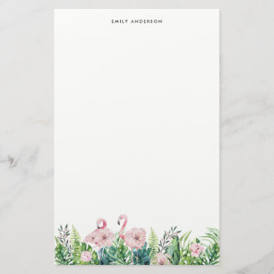 Botanische roze flamingo Floral Garland Custom Briefpapier